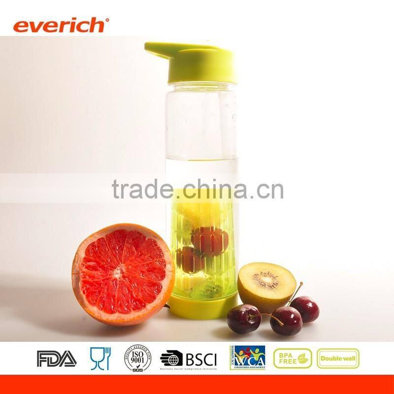 700ml Single wall AS fruit infuser insulated plastic tritan water bottle
