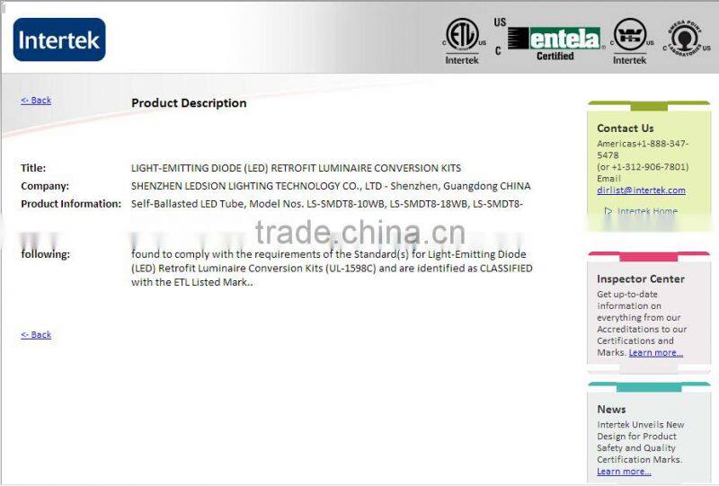 US Inventory ETL Approval 36W 8ft T8 LED Tube Light FA8 Single PIN Ending Caps