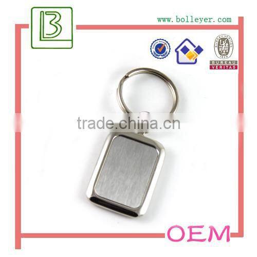 rectangle shape metal keychain with Epoxy domed custom logo