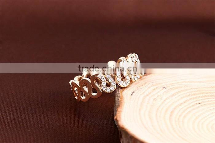 Less than one dollar fashion jewelry full jewelled rhinestone rose gold finger ring