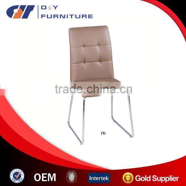 Discount Brown Color Chrome Finshed Leather Dining Chair