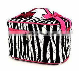 2015 Quilted Zebra Print Cosmetic Bag with Bows