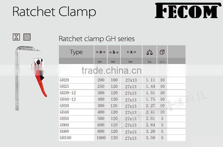 2015 Heavy duty ratchet F bar clamp steel carpentry clamp drop forged gear clamp