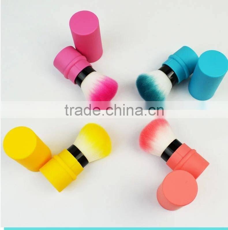 colorful retractable round hair kabuki brush