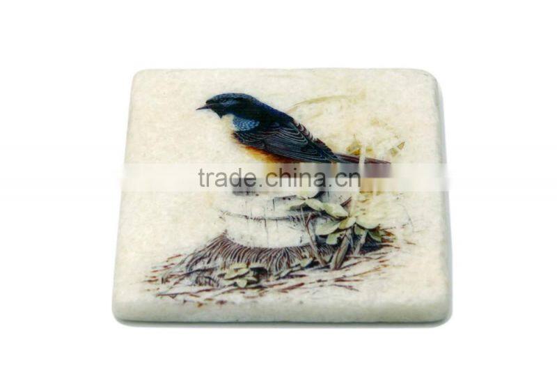 Eco-friendly marble coaster set with absorbent cork piece