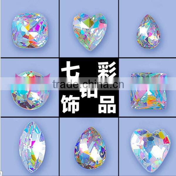 2015 iridescence sharp bottom rhinestone/tip accessories crystal for nail art decoration