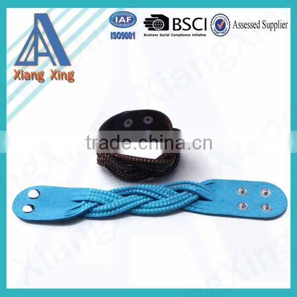 Single wrap rhinestone custom braided leather bracelets