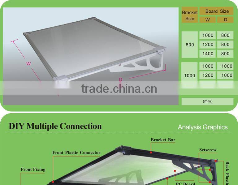 2016 new Euro design outdoor polycarbonate plat iron canopy