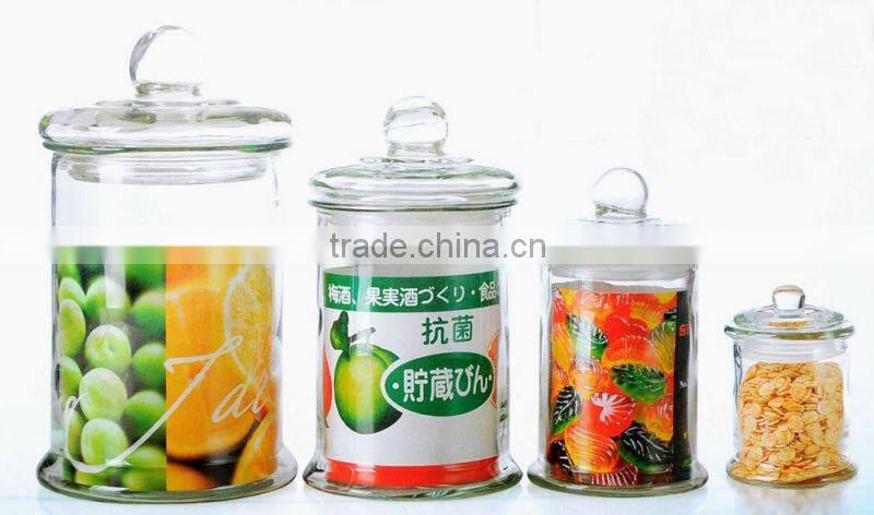 food grade round wholesale big cookie container glass jar with glass lid