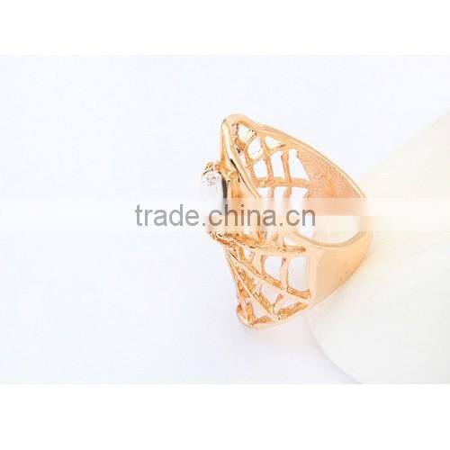 Stainless Steel Nail Rhinestone Big Cobweb Halloween Hollow Finger Ring Design