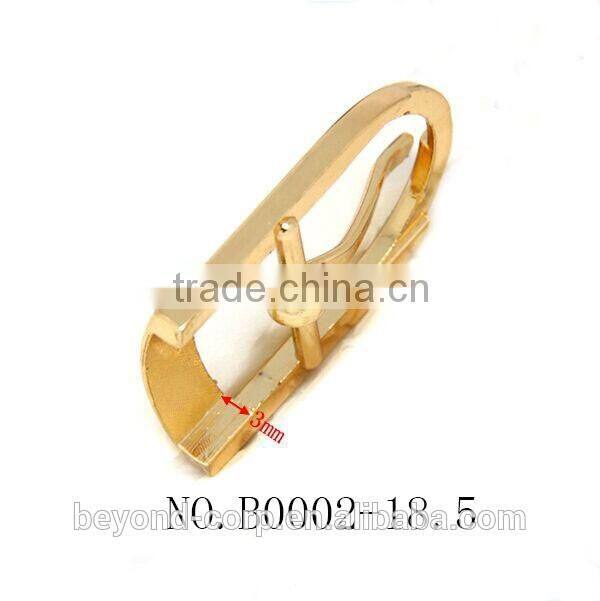 Fancy acid gold plated triple bar window buckle for handbag leather belt