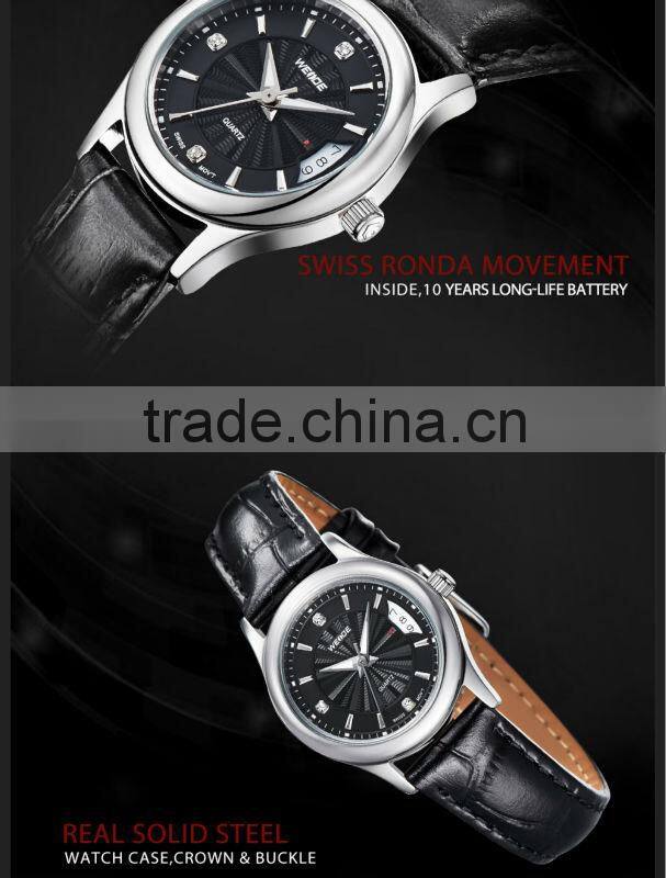 New 2014 Fashion WEIDE Famous Brand Watch Women Luxury Watch Quartz Movement Waterproof Leather Strap Watches Relogio Feminino