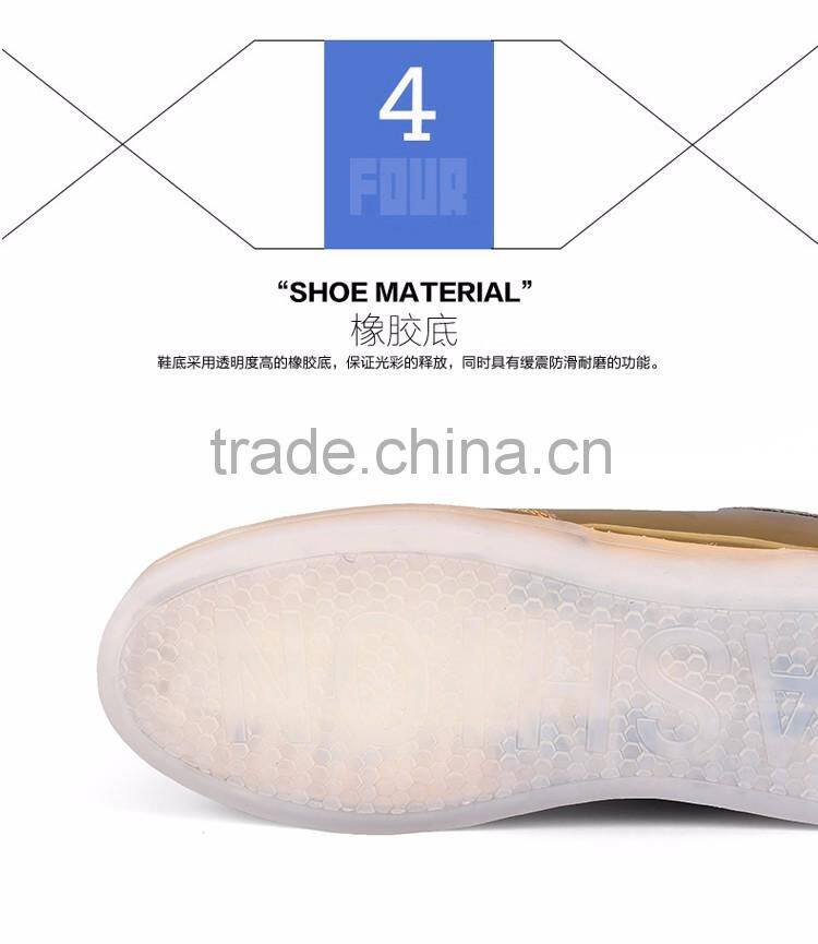 boys girls soft wear LED Luminous sports leisure shoes lace-up led flash evening shoes golden silver color