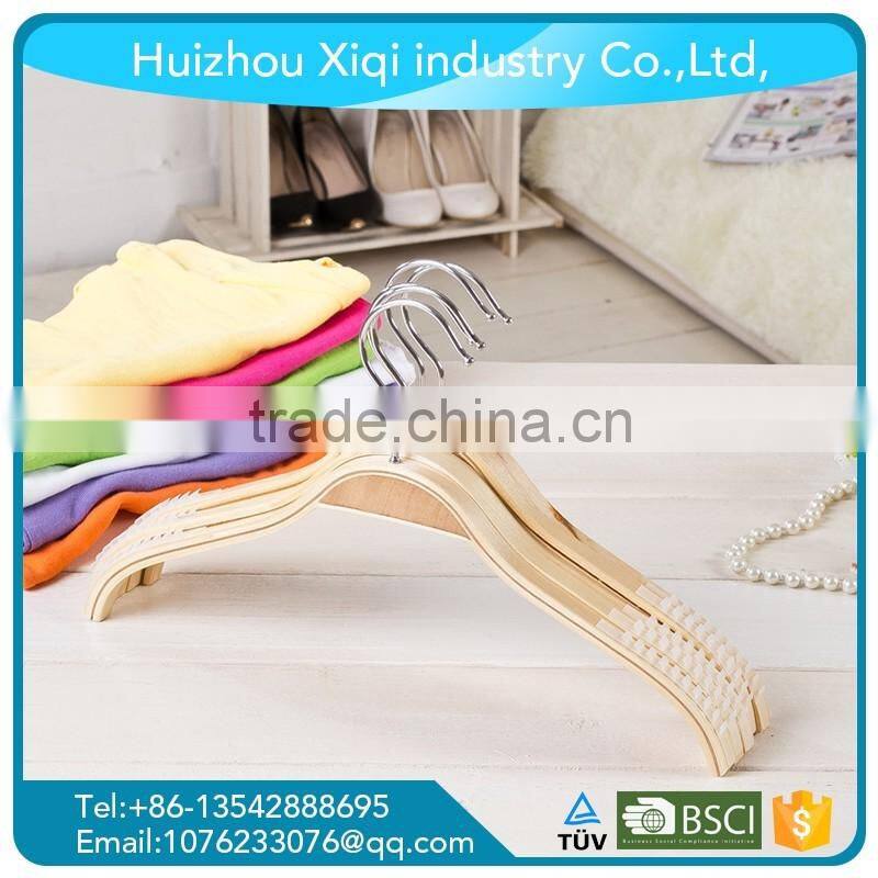 Non-slip wooden hangers for clothes