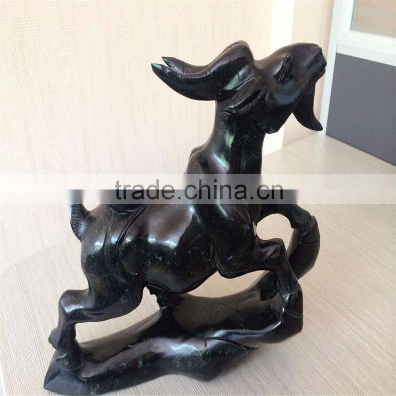 Obsidian sheep figurine Chinese zodiac animal carvings