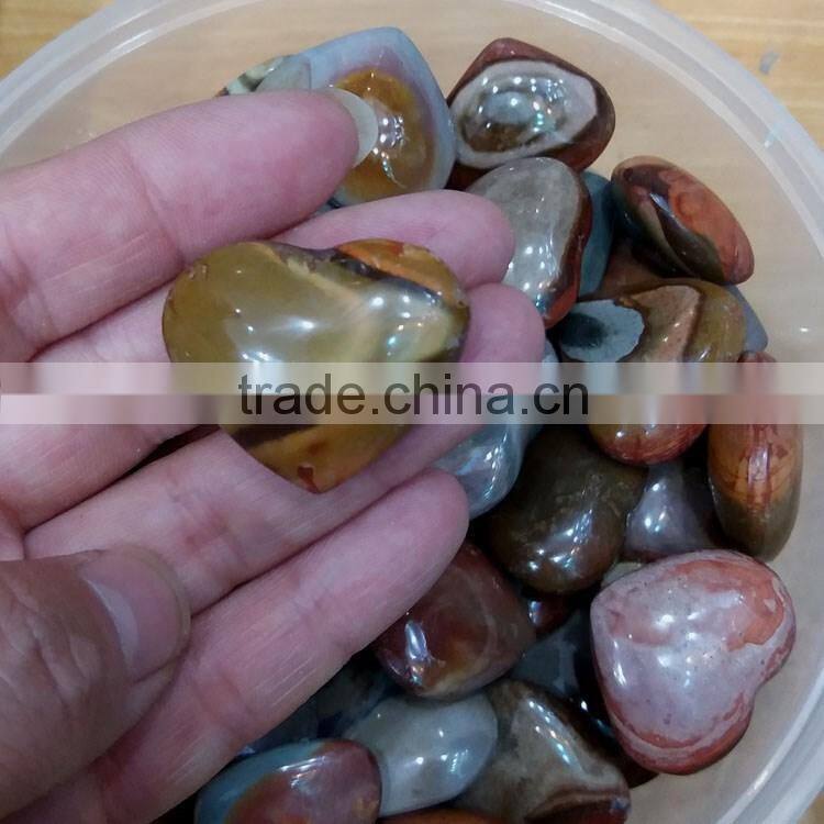 lovely small quartz polished ocean jasper crystal hearts pendants