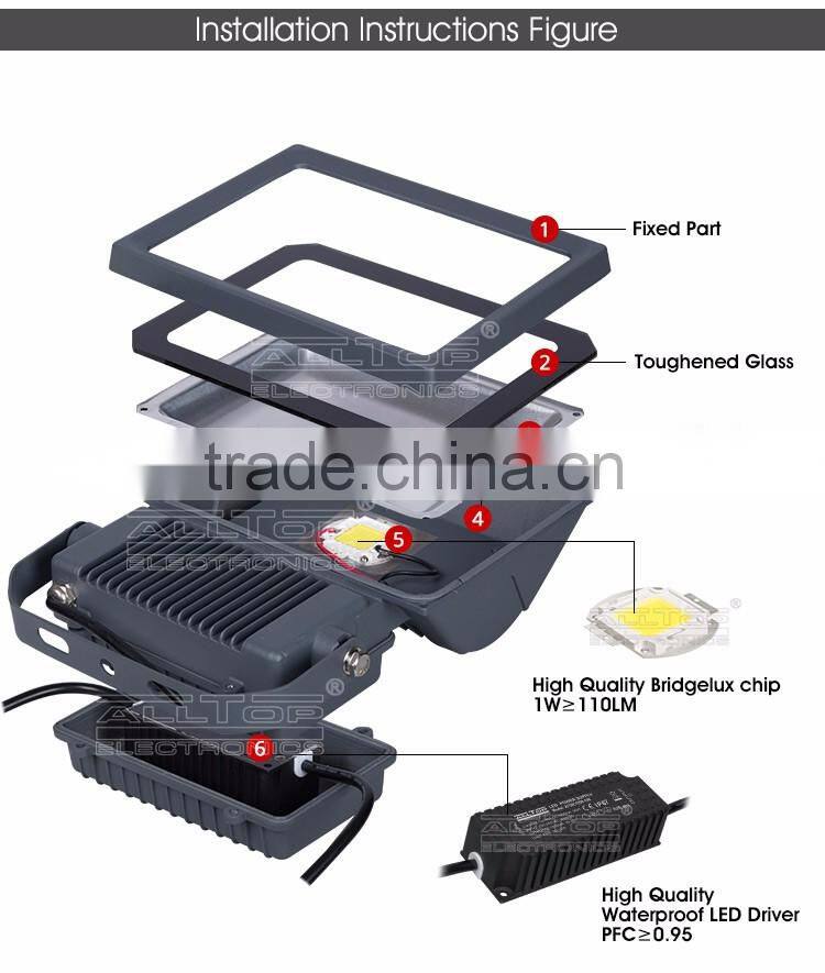 High lumen high power Bridgelux COB Waterproof IP65 50w Outdoor led flood light