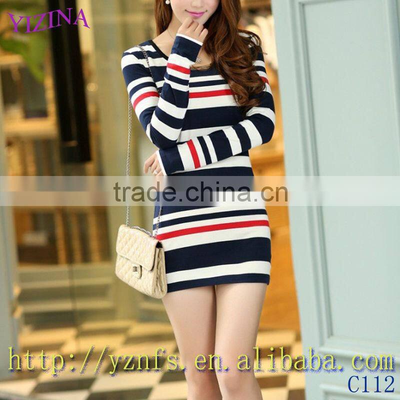 Colourful Stripe Sex Dress Sleeveless Women's Dress Vest Skirt Render Dress c112