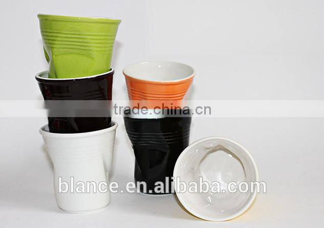 cheaper ceramic crinkle cup in creative shape