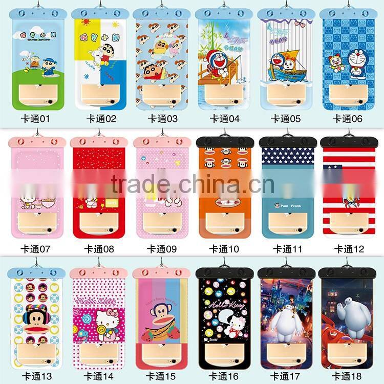 High Quality PVC Cute Cartoon Logo Print Waterproof Phone Bag