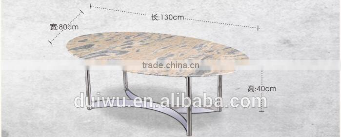 Foshan Living room stainless steel base classic coffee table with white marble