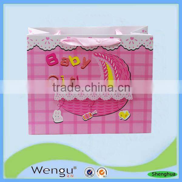 newest design good products for 2016 bling bling fancy pink paper gift bag with ribbon bow tie