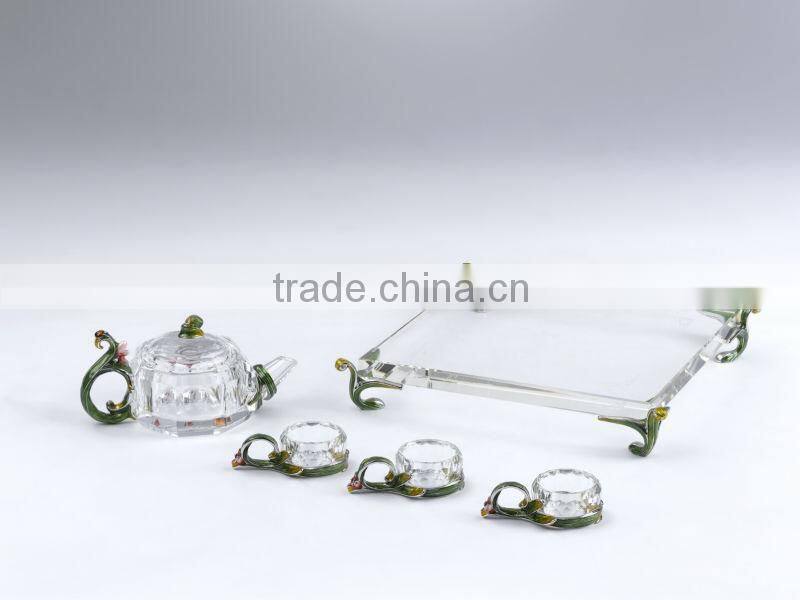 RORO Chanson orchid enamel crystal glass tea set for home decoration