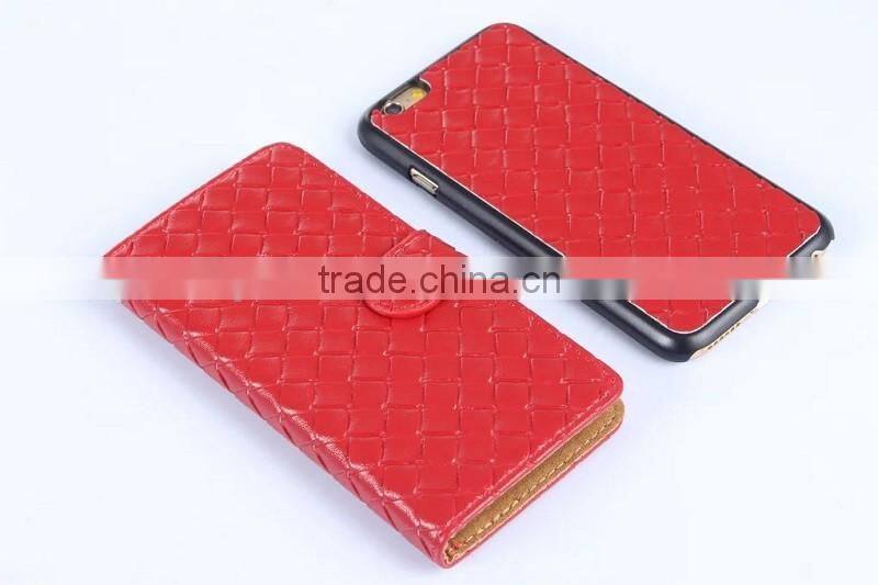Classical woven design flip leather case cover for iphone 7 7plus, wallet case for iphone 7