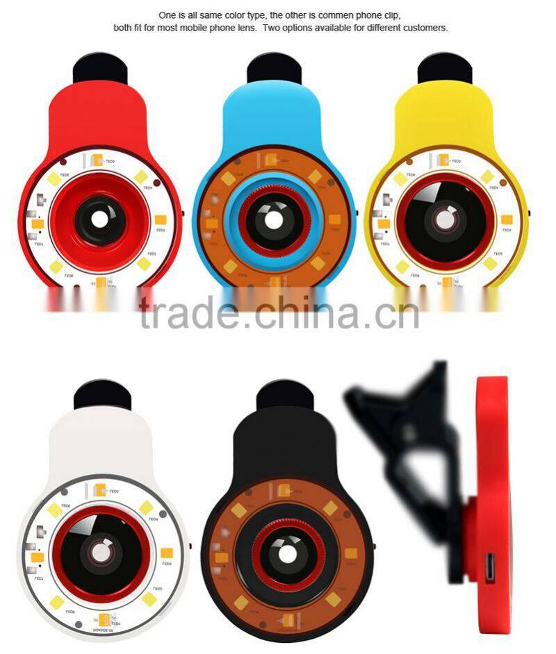 4 in 1 fisheyes lens led flash fill in night light, for iphone external led flash light