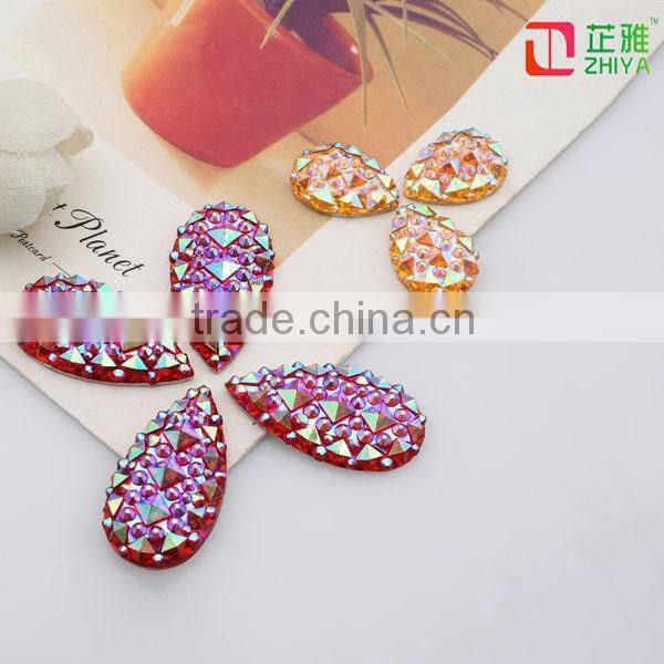 Leaves Shape Stone Rhinestone Accessories ,Resin Cabochon Gemstone ,Garment Gemstone,can make 2holes