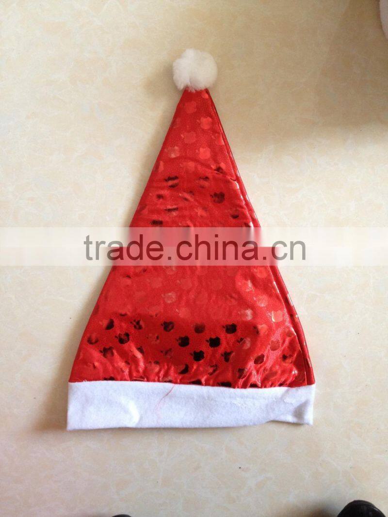 wholesale unique design green and red stripes christmas decorated santa hat