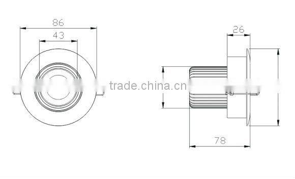 2014 Hot new style LED Downlight COB 15W ( Thermal conductivity: 2.6 , brand COB1215 : CRI85 100lm/w)