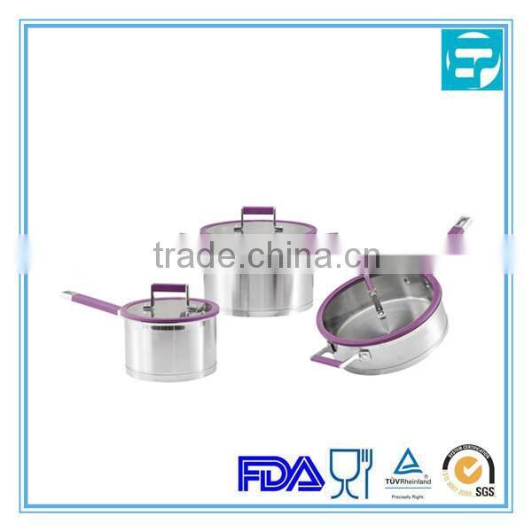 6Pcs Stainless Steel silicone impact bonding bottom Cookwares set