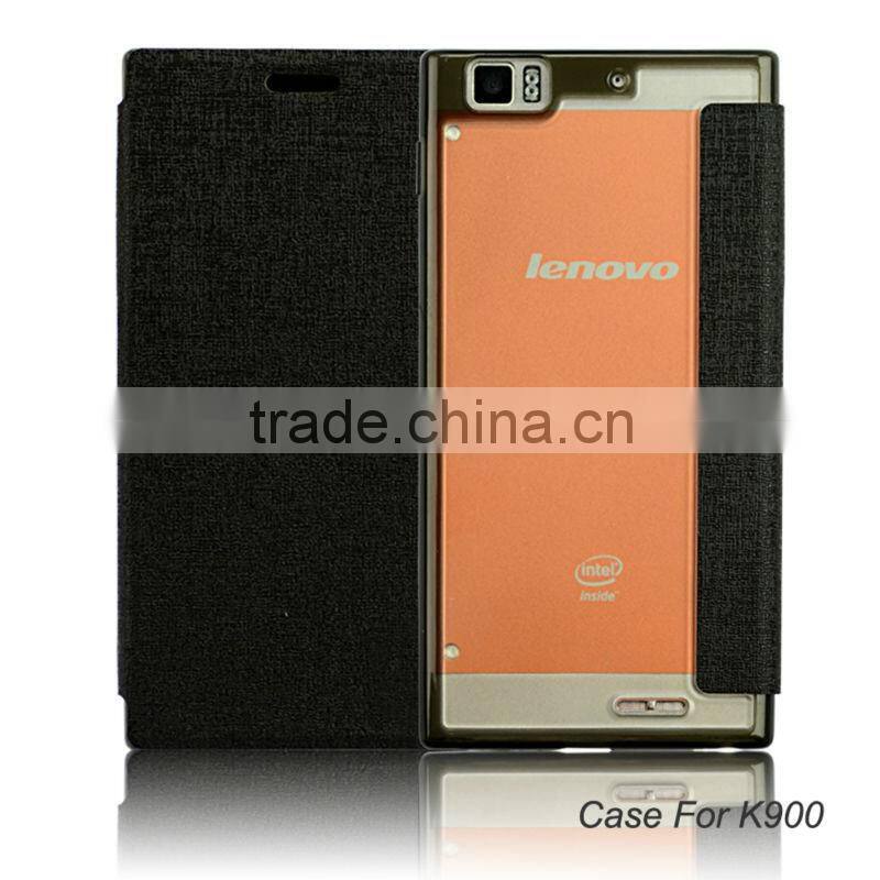 2014 high quality flip leather mobile case for lenovo k900