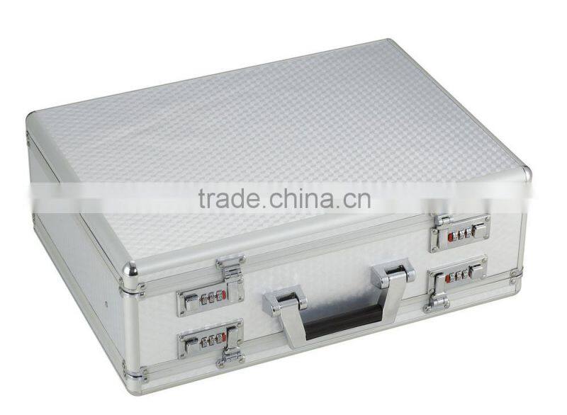 Foshan China double layer Silver aluminum briefcase hard Suitcase XB-BF003