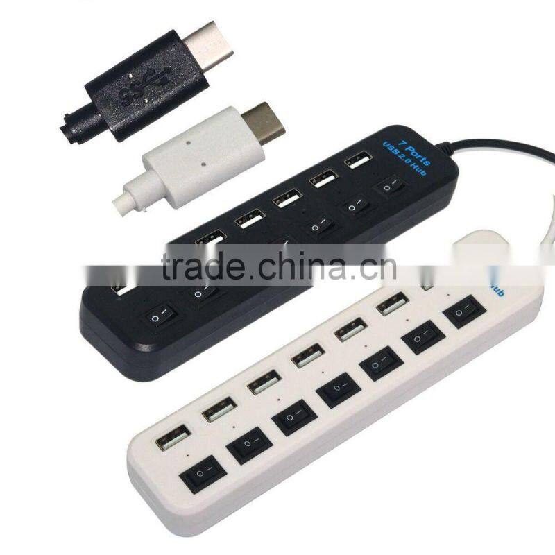 Hot sales!! USB3.1 Type-C to USB 2.0 7-Port Hub Adapter For Mac Air 121