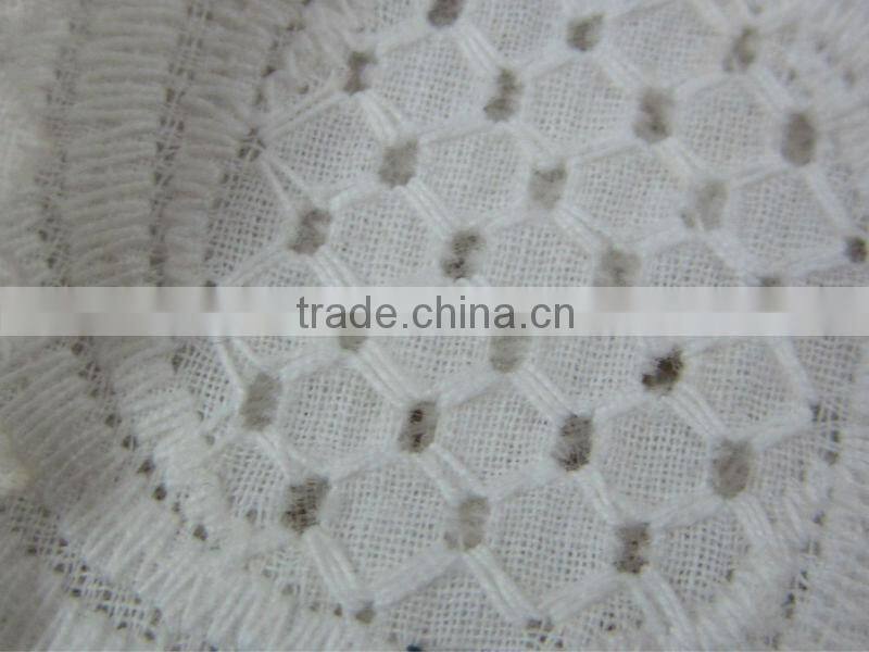 ES3040 hot sale white cotton embroidery fabric for women garment