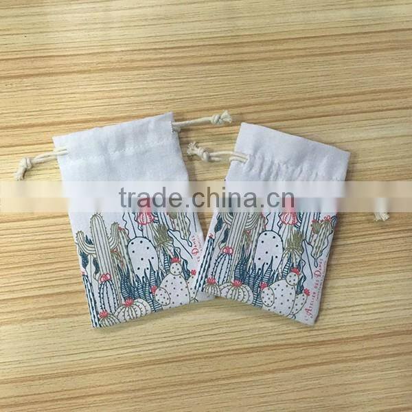 Custom Logo Indian Jewelry Small Drawstring Organic Gift Muslin Cotton Pouch