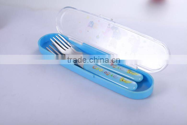 competition price kid's stainless steel cutlery set painting vivid color