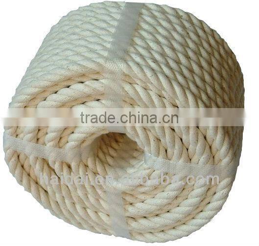 White or natural cotton 3-strand rope