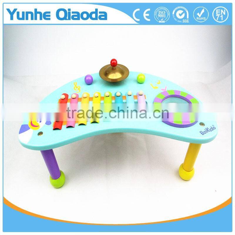 wooden musical percussion instruments blue moon shape table xylophone drum symbol Noisy /educational wooden toy/