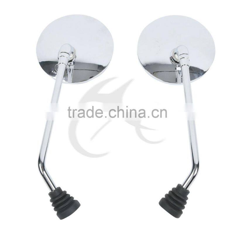 Motorcycle Universal 8mm Round Chrome Left Right Pair Rear View Mirror For Honda