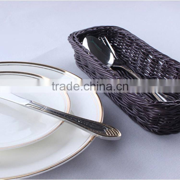 Eco-friendly longitypical design handcraft rattan cutlery basket