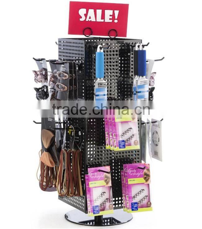 Customized Metal Countertop Sign Holder Pegboard Spinner Stand