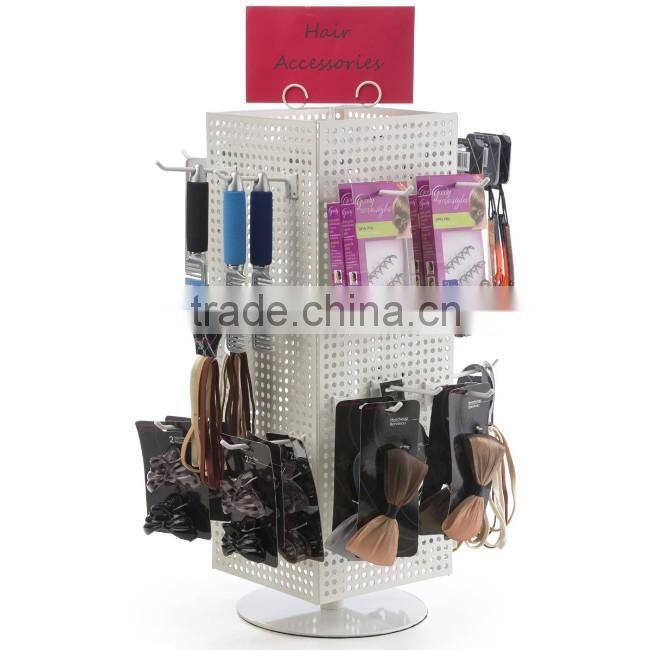 60 Hooks White Magnetic Counter Pegboard Spinner Rack