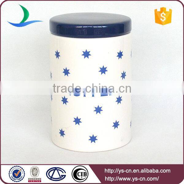 Blue stars ceramic tea coffee sugar canister set