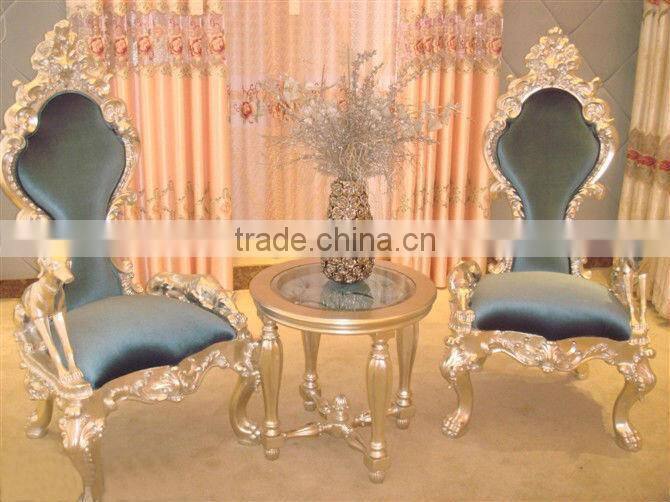 Latest design wooden chair in blue color with dog shape arms