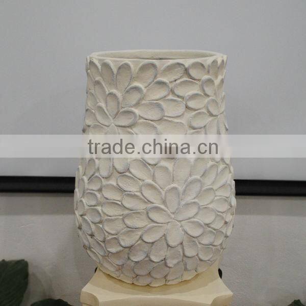 Hot Sale Flower Relief Polyresin Garden White Antique Pot Planter