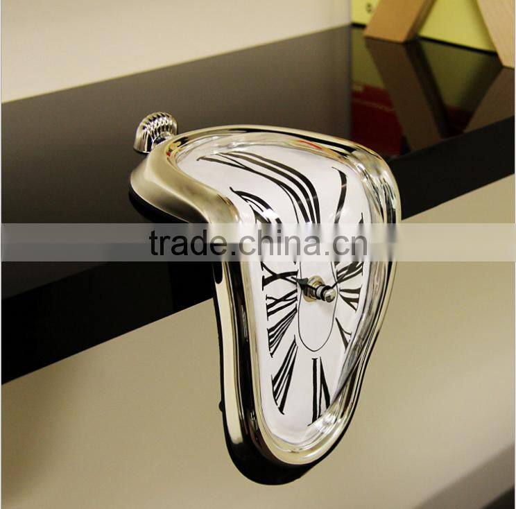 Creative L Shape Curving Wall Clock, Fashion Melting Clock, Roman Number Clock