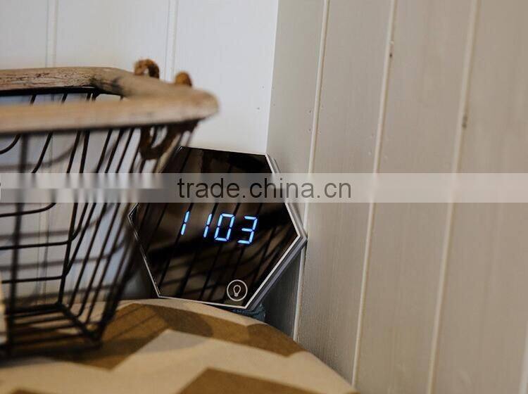 multifunction mirroring alarm clock with led digital thermometer cosmetic mirror night-lighting alarm clock